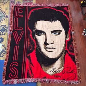 Vintage Elvis Tapestry Throw Blanket Size 60”x48”